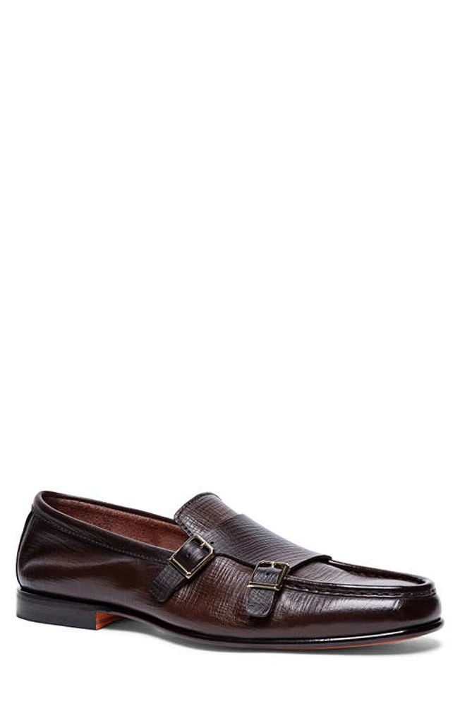 Santoni Hero Double Monk Strap Shoe Dark Brown at Nordstrom,