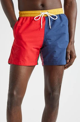 Drake's Colorblock Drawstring Swim Shorts Red Blue Multi at Nordstrom,