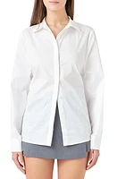 Endless Rose Elastic Back Detail Cotton Blend Button-Up Shirt at Nordstrom,