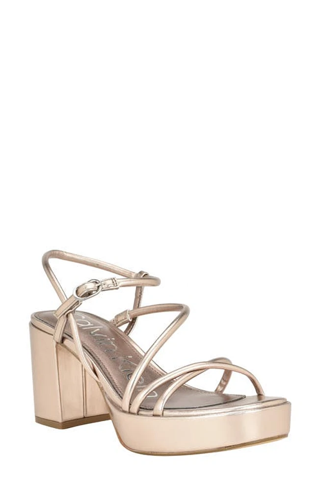 Calvin Klein Lilian Metallic Platform Sandal Taupe at Nordstrom,