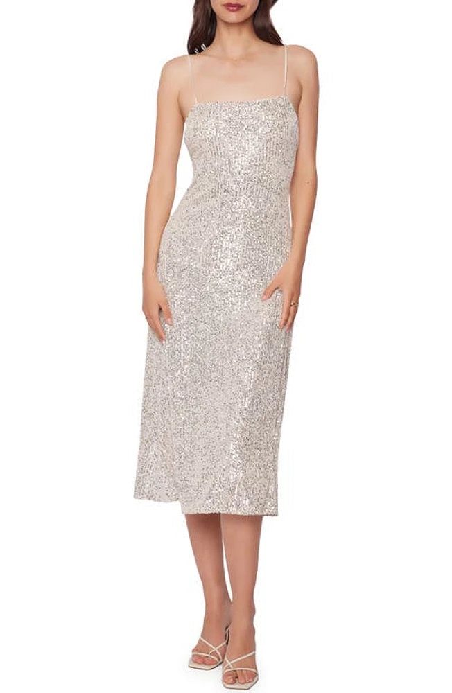 Lost + Wander Etoile Sequin Open Back Midi Dress Silver at Nordstrom,