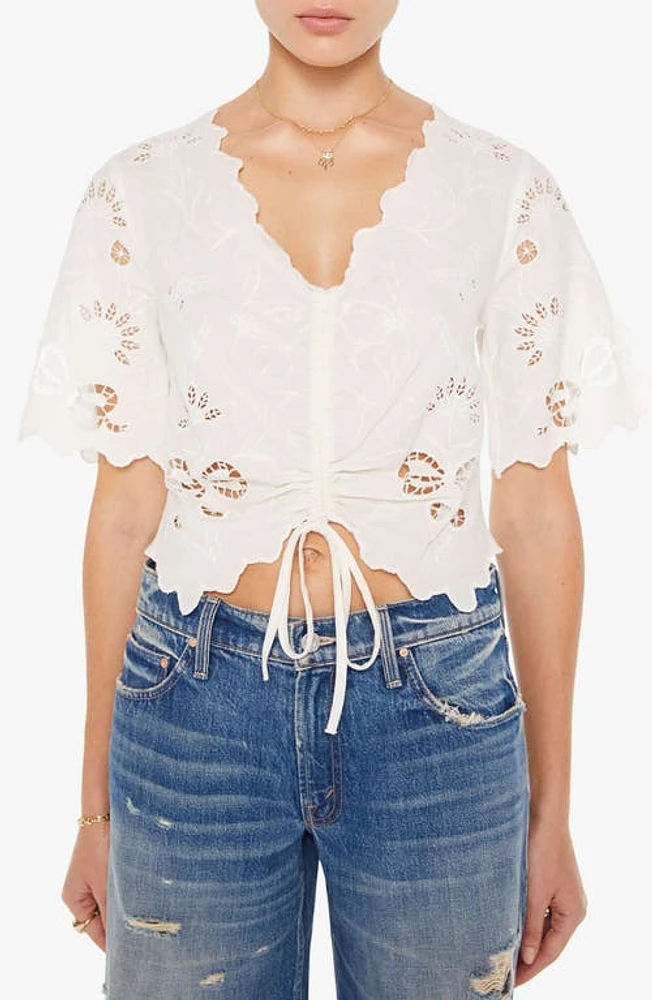 MOTHER The Social Butterfly Lace Crop Top Take A Bow at Nordstrom,