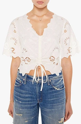 MOTHER The Social Butterfly Lace Crop Top Take A Bow at Nordstrom,