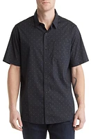 TravisMathew Better Not Diamond Print Short Sleeve Button-Up Shirt in Black at Nordstrom, Size Small