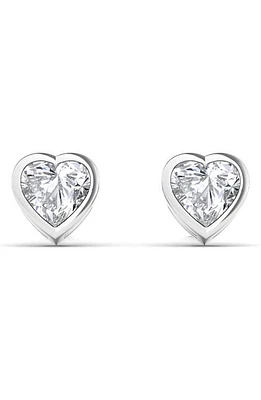 HauteCarat Lab Created Diamond Heart Stud Earrings in 18K White Gold at Nordstrom