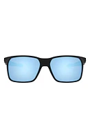 Oakley 59mm Polarized Rectangle Sunglasses in Polished Black/Prizm Deep H2O at Nordstrom