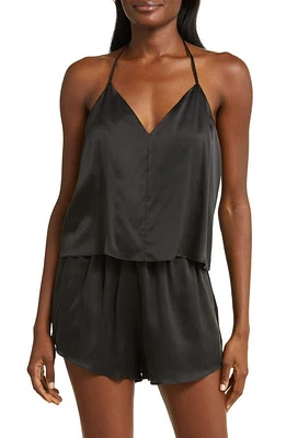 Lunya Halter Washable Silk Pajamas Immersed Black at Nordstrom,