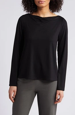 Eileen Fisher Long Sleeve Cowl Neck Top Black at Nordstrom,