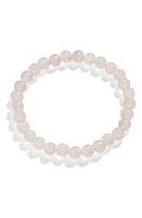 BaubleBar Semiprecious Stone Beaded Stretch Bracelet in Pink at Nordstrom