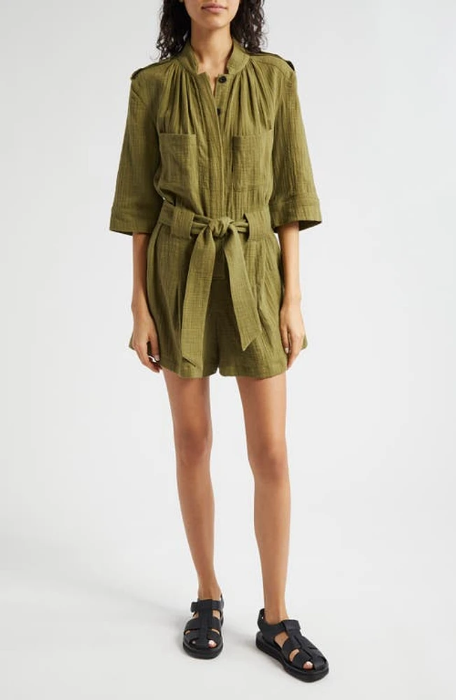 Smythe Cotton Utility Romper Army at Nordstrom,