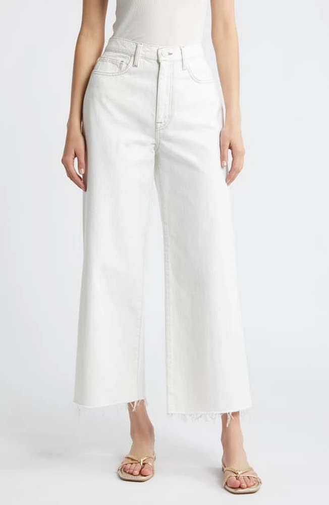 FRAME Le Jane Fray Hem Crop Wide Leg Jeans Au Natural Clean at Nordstrom,