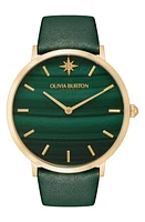 Olivia Burton Celestial Leather Strap Watch, 40mm in Green at Nordstrom