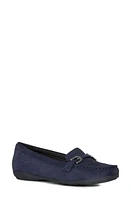 Geox Annytah Loafer Dark Blue Nubuck Leather at Nordstrom,