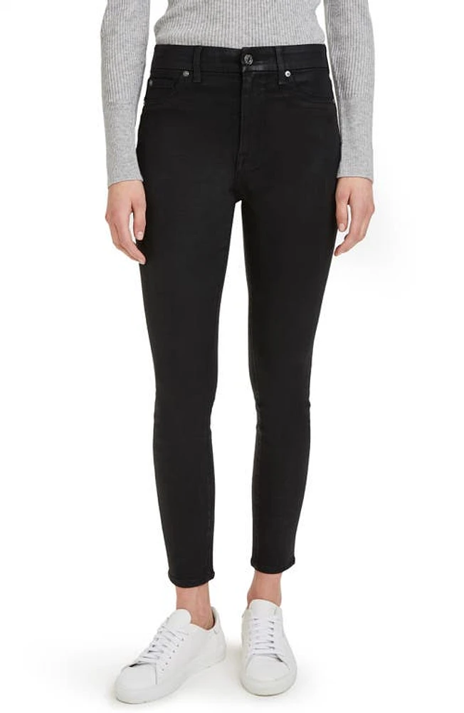 7 For All Mankind The High Waist Faux Pocket Skinny Pants in Brblk Ctd at Nordstrom, Size 27