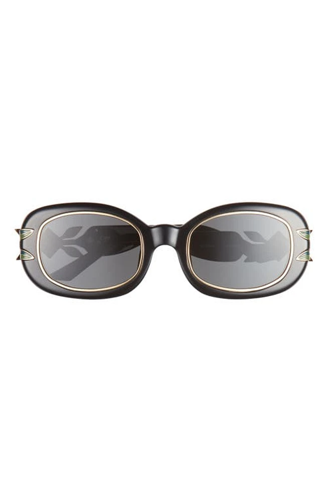 Casablanca Laurel Oval Sunglasses in Black /Gold /Laurel /Grey at Nordstrom