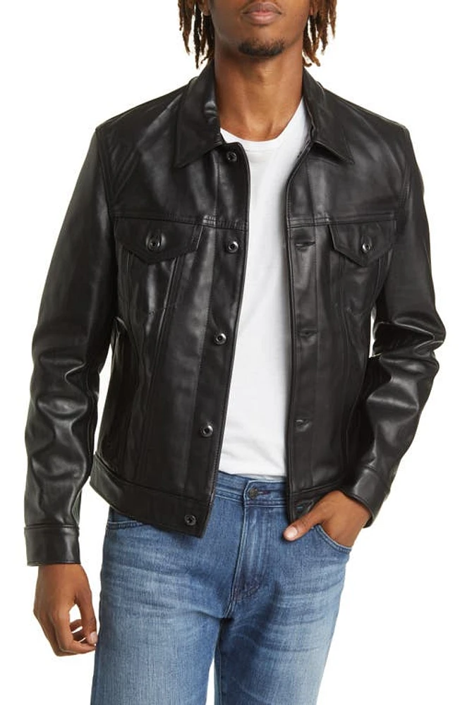 Schott NYC Naked Cowhide Trucker Jacket Black at Nordstrom,