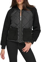 Andrew Marc Sport Mix Media Quilted Bomber Jacket at Nordstrom,