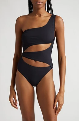 K. NGSLEY Naomi Slashed One-Piece Swimsuit Black at Nordstrom,