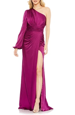 Ieena for Mac Duggal One-Shoulder Ruched Gown Fuchsia at Nordstrom,