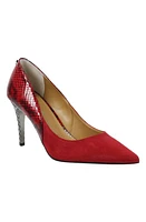 J. Reneé Zayd Pointed Toe Pump in Red Suede/Snake Print at Nordstrom, Size 7.5