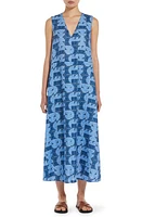 Max Mara Leisure Urlo Geo Print Sleeveless Linen Dress Avio at Nordstrom,