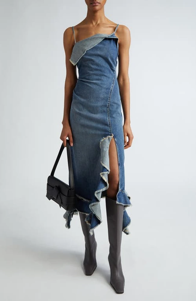 Acne Studios Delouise Detroit Denim Midi Dress in Mid Blue at Nordstrom, Size 2 Us