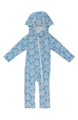 Lake Label Kids' Botanical Print Long Sleeve Full Body Hooded Swimsuit Pine at Nordstrom,