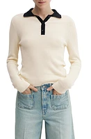 MANGO Contrast Trim Rib Polo Sweater at Nordstrom,