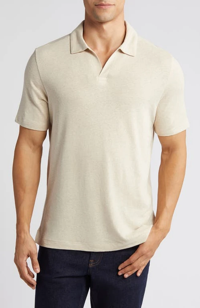 Johnston & Murphy Linen Blend Johnny Collar Polo Sand at Nordstrom,