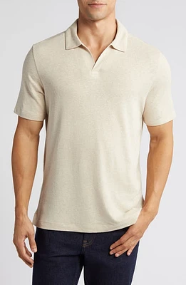 Johnston & Murphy Linen Blend Johnny Collar Polo Sand at Nordstrom,