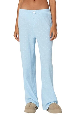 EDIKTED Floral Cotton Waffle Knit Pants Mix/Blue at Nordstrom,