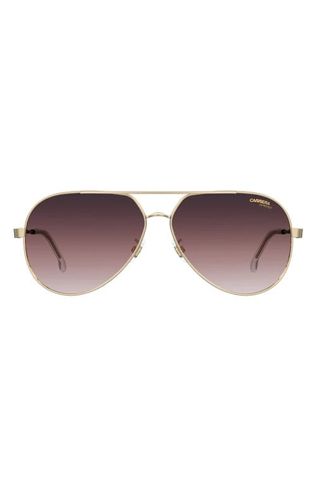 Carrera Eyewear 63mm Polarized Oversize Aviator Sunglasses in Gold Burgundy/Gradient Pink at Nordstrom