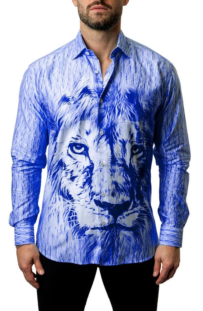 Maceoo Fibonacci Royal Lion Button-Up Shirt at Nordstrom