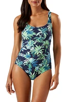 Tommy Bahama Arts Of Palm Reversible Lace Back One-Piece Swimsuit in Mare Navy Rev at Nordstrom, Size 14