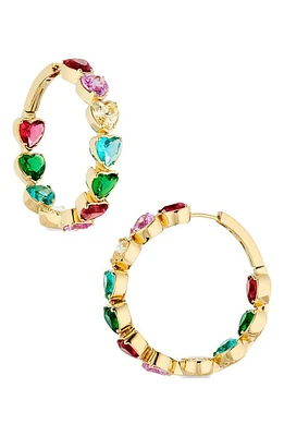 Nadri Crystal Heart Hoop Earrings in Gold at Nordstrom