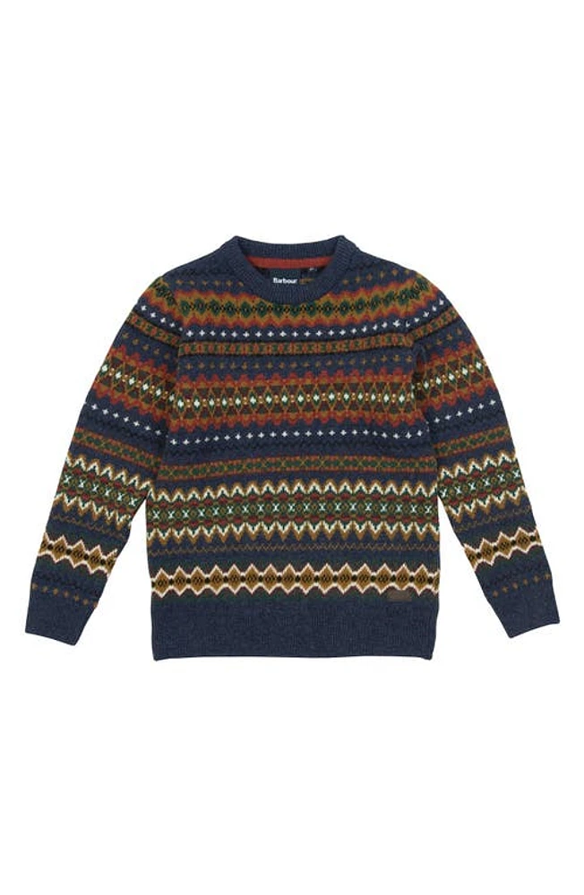 Barbour Kids' Case Fair Isle Wool Sweater Navy Marl at