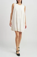 En Saison Jesse Sleeveless Pleat Linen Blend Shift Dress Off White at Nordstrom,