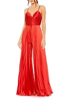 Ieena for Mac Duggal Pleated Satin Wide Leg Jumpsuit at Nordstrom,