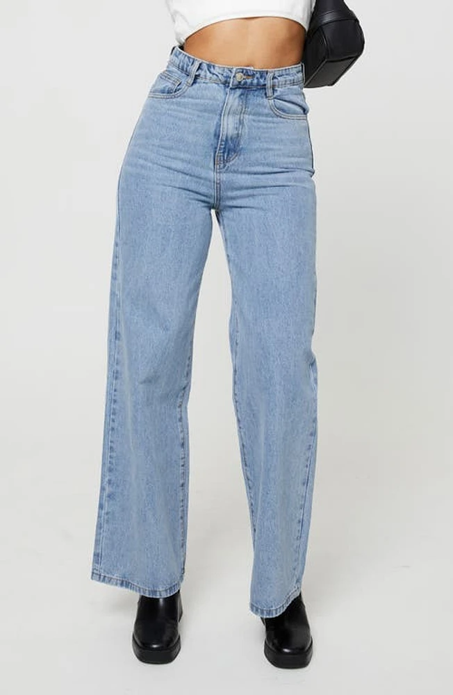 Princess Polly Nicolo High Waist Straight Leg Jeans Blue at Nordstrom,