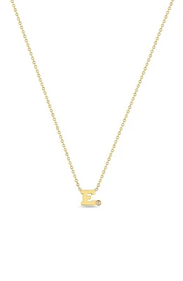 Zoë Chicco Diamond Initial Pendant Necklace in Yellow Gold-E at Nordstrom, Size 16