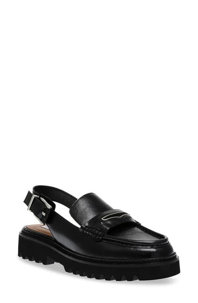 Steve Madden Felicite Slingback Platform Penny Loafer in Black Leather at Nordstrom, Size 11