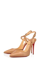 Christian Louboutin Jenlove Ankle Strap Pointed Toe Pump in Nude at Nordstrom, Size 9.5Us