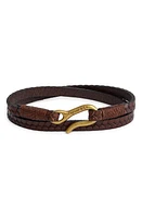 Caputo & Co. Men's Embossed Leather Wrap Bracelet in Dark Brown at Nordstrom