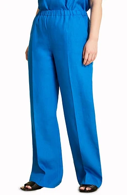 Marina Rinaldi Regolare Loose Fit Linen Pants in China Blue at Nordstrom, Size 16W