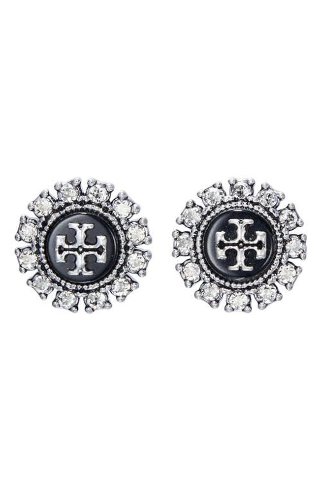 Tory Burch Kira Crystal Stud Earrings in Antique Pewter/Black Multi at Nordstrom