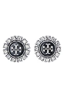 Tory Burch Kira Crystal Stud Earrings in Antique Pewter/Black Multi at Nordstrom