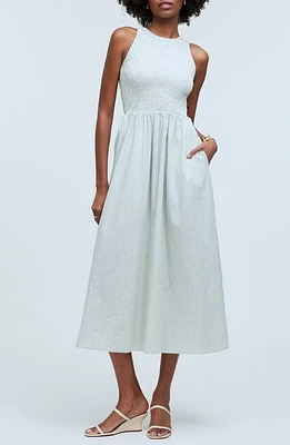 Madewell The Melody Smocked Midi Dress Pistachio at Nordstrom,