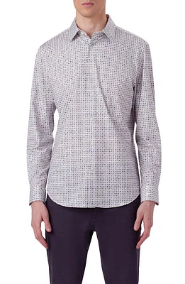 Bugatchi James OoohCotton Dot Print Button-Up Shirt Chalk at Nordstrom,