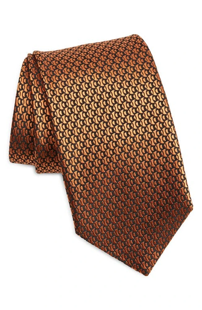 ZEGNA TIES Quadri Fish Silk Tie in Orange at Nordstrom