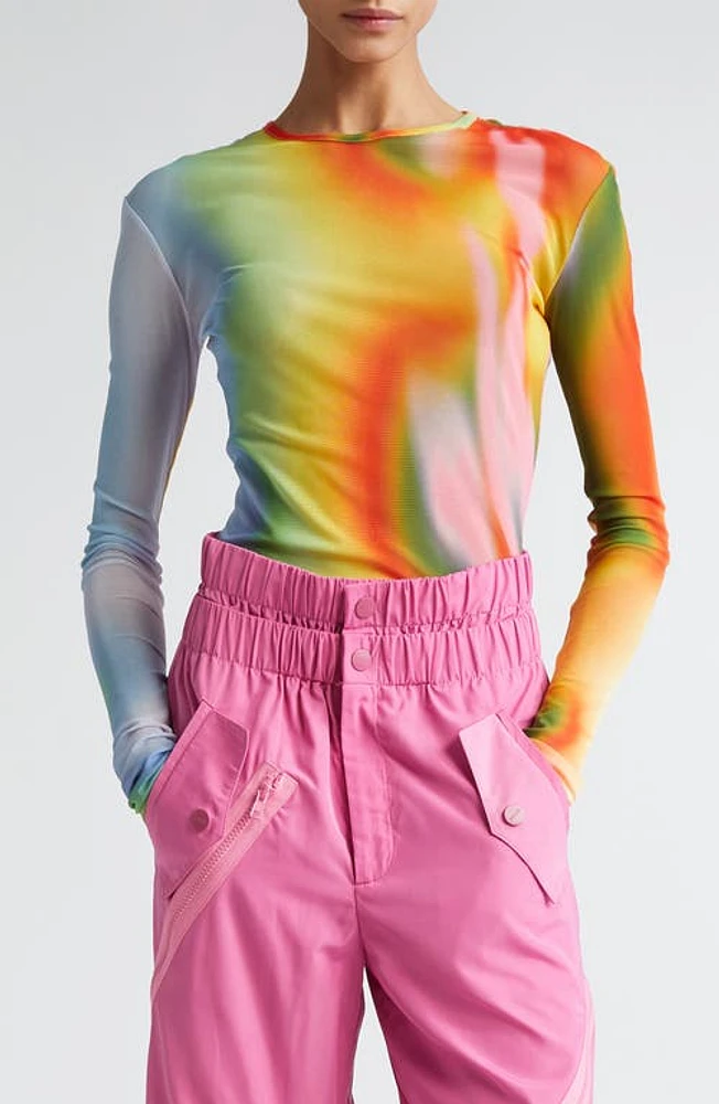 MONSE Rainbow Heat Wave Mesh Top Multi at Nordstrom,